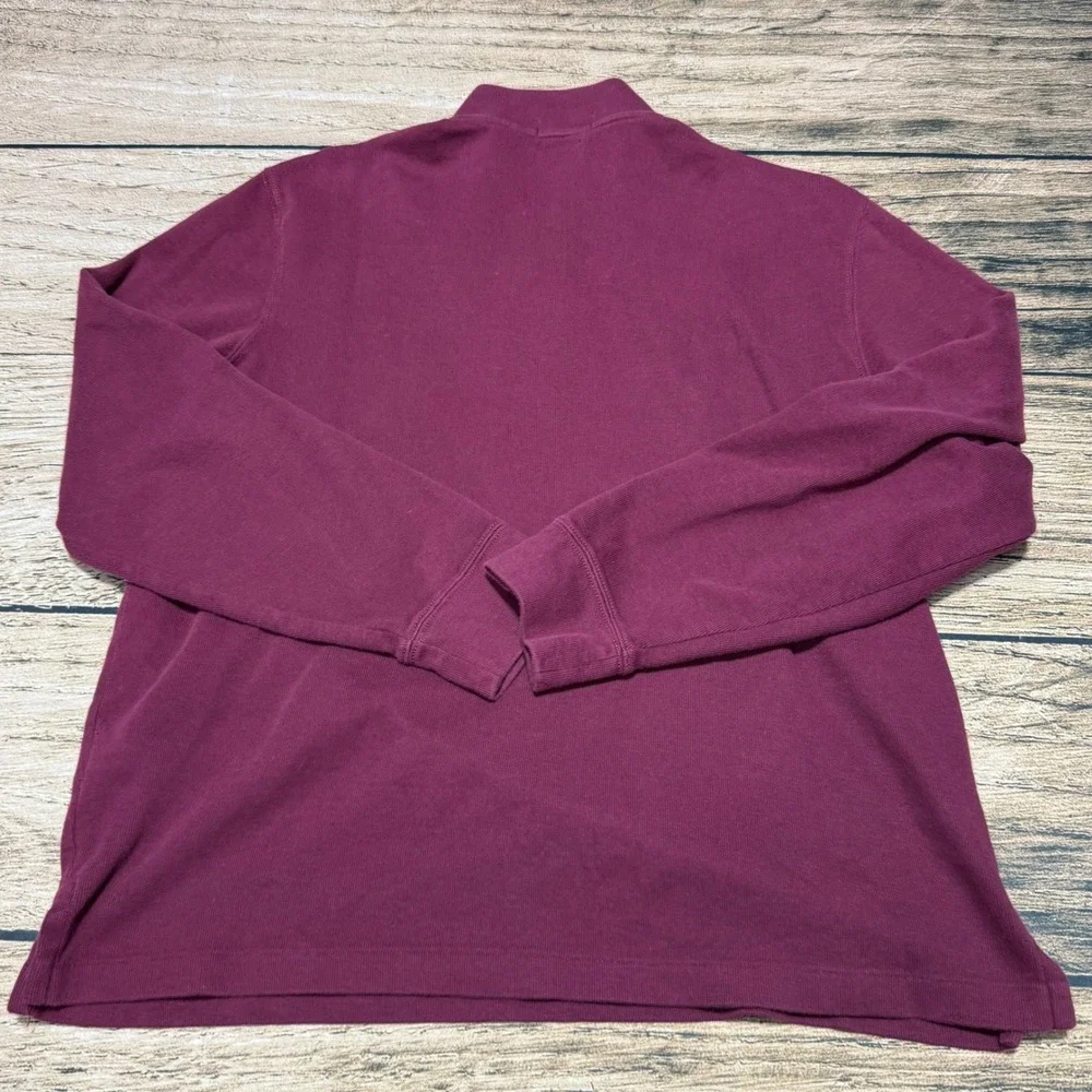 Polo Ralph Lauren Quarter Zip Men Large Burgundy Estate Rib Cotton Pullover